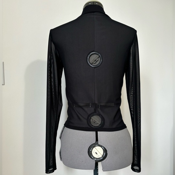 Stretch mesh black long sleeve turtleneck - Picture 3 of 10